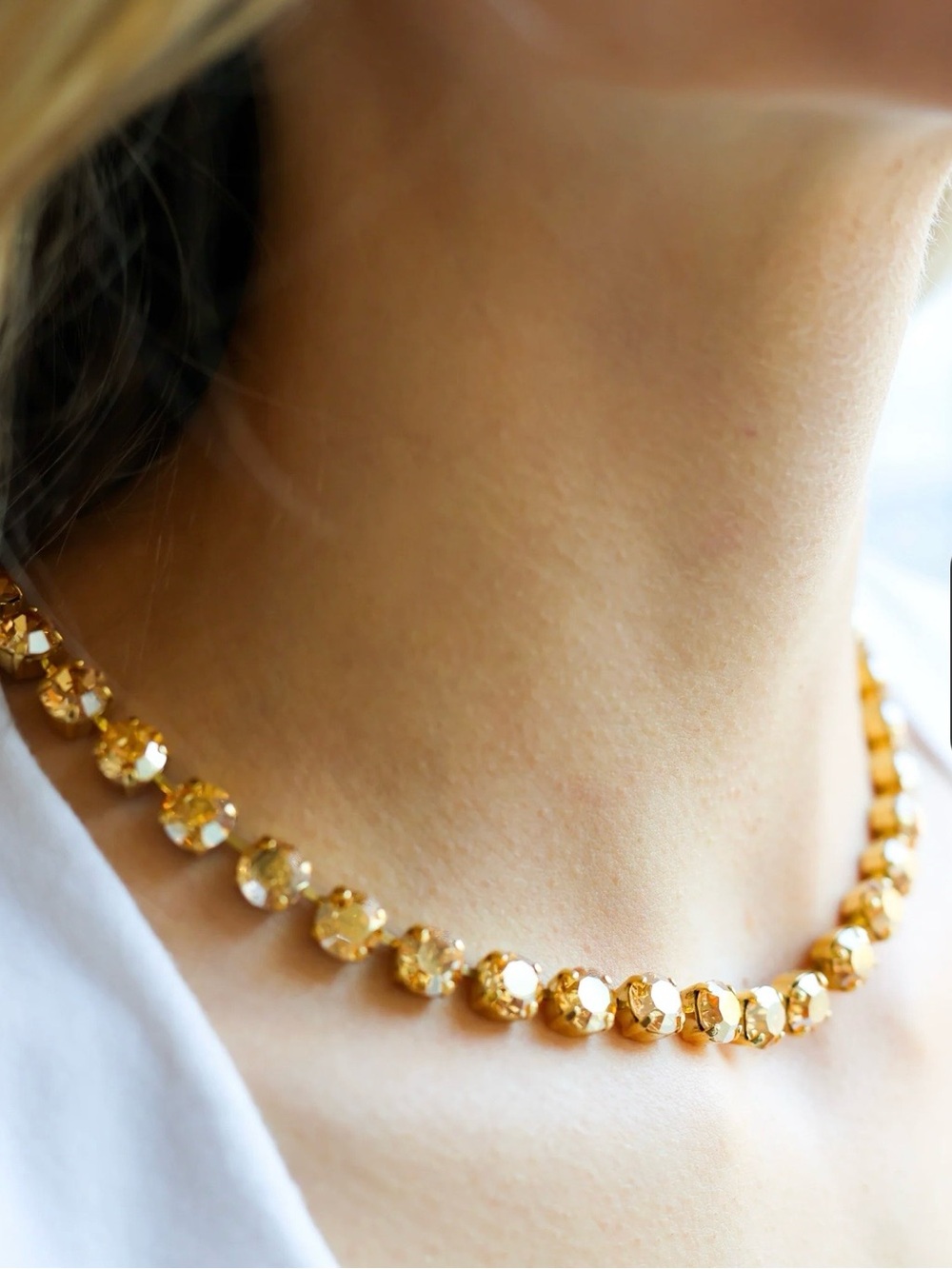 TOVA Oakland Caramel glimmerGold Crystal Necklace